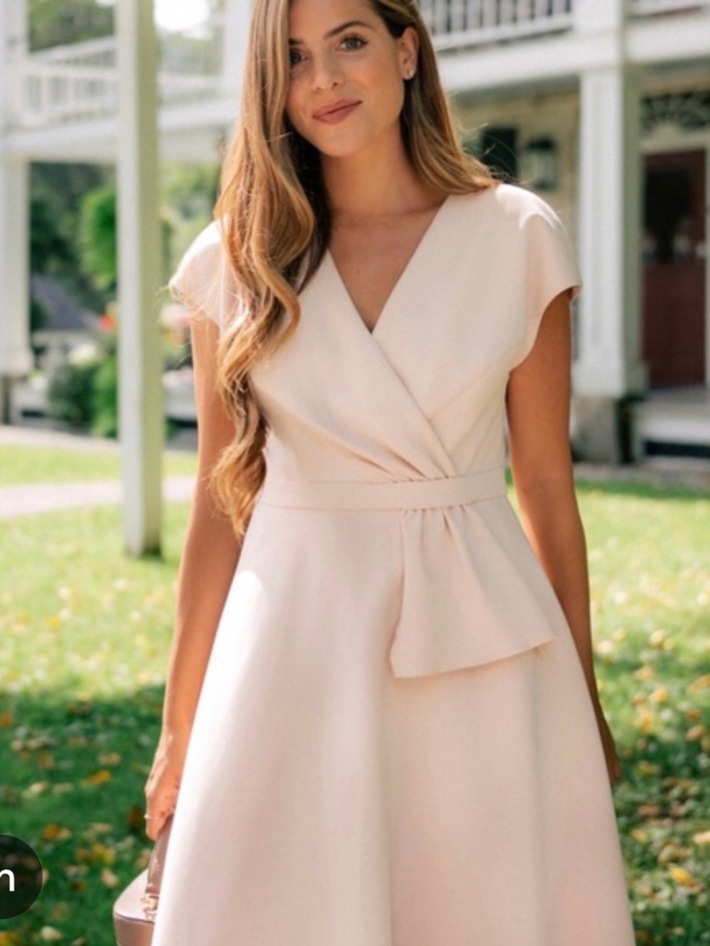 Gal Meets Glam Soft Pink/Cream Lydia Midi Dress NWT6p